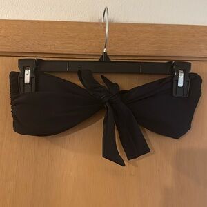 Lolli Swim Women’s Tie Front Bandeau Bikini Swim Top Black Size Medium